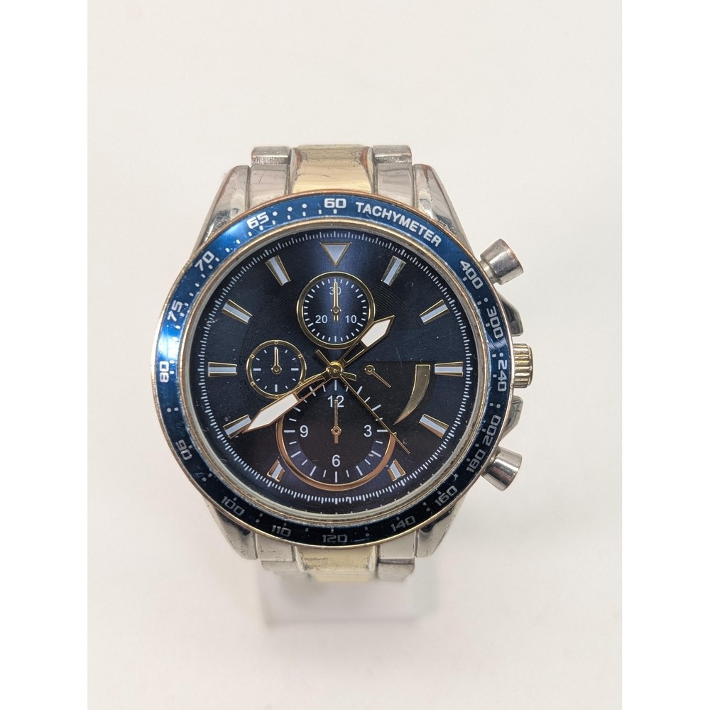 FMD Mens Watch 44mm Blue Dial‎ Silver Tachymeter Chronograph FMD 1803 Bracelet